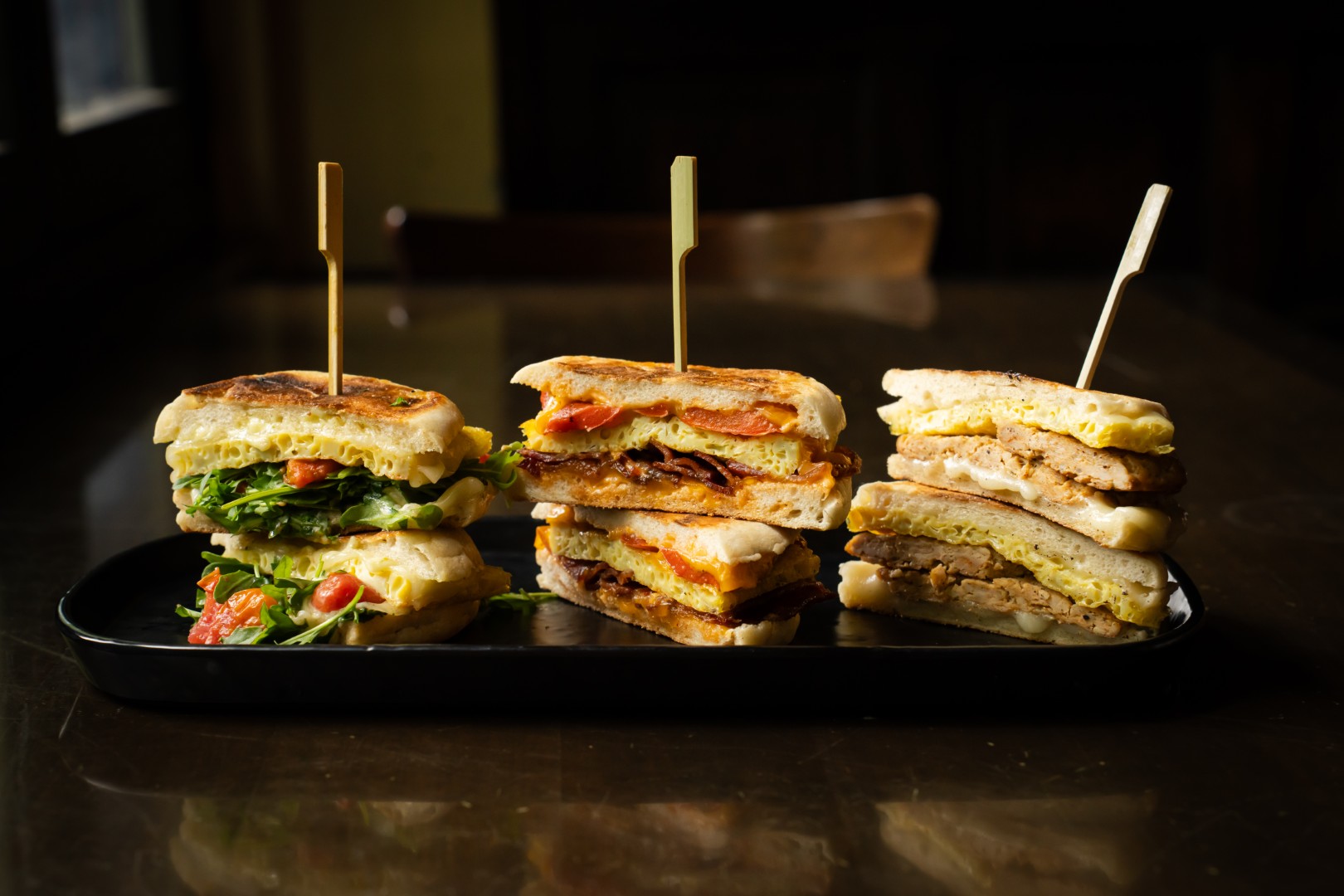 Three varieties of Piccadilly sandwiches